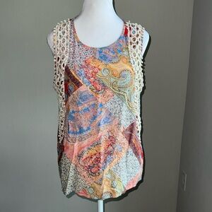 Hazel womens sleeveless multicolor blouse